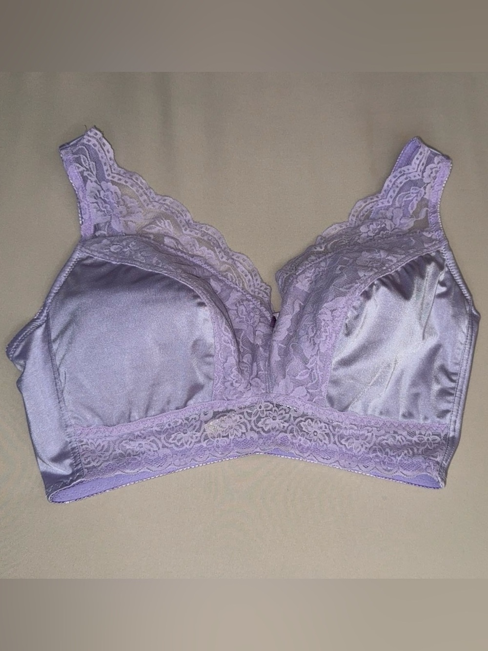 Rhonda Shear Pin Up Lace Leisure Bra Purple Lavender Wire Free 1X